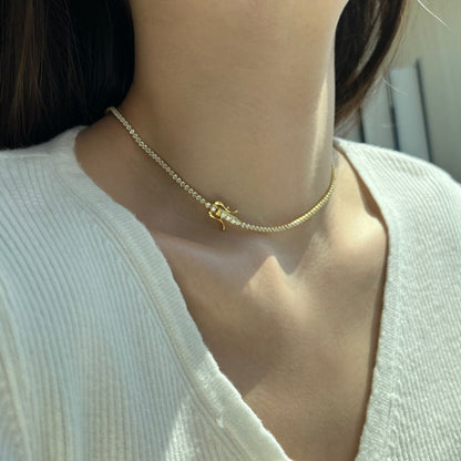 [Noble Jewelry]Delicate Round Shape Tennis Necklace