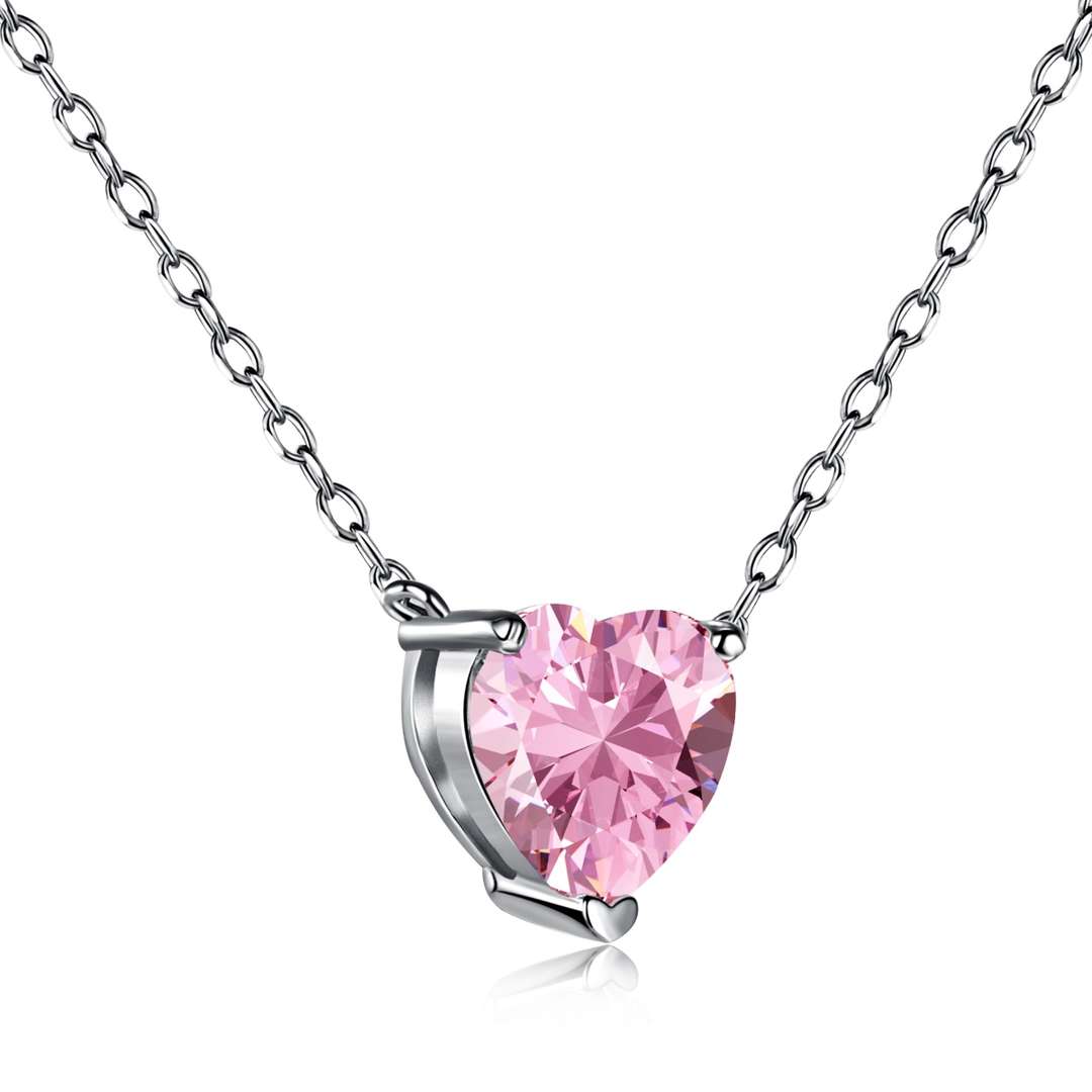 [Noble Jewelry]Heart Shape Main Stone Pendant Collarbone Necklace