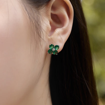 [Noble Jewelry]Four-Leaf Clover Eight-Pointed Star Earrings