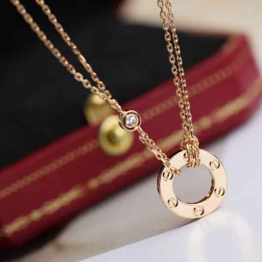 [Noble Jewelry]LOVE NECKLACE ADJUSTABLE ROSE GOLD 2 DIAMOND