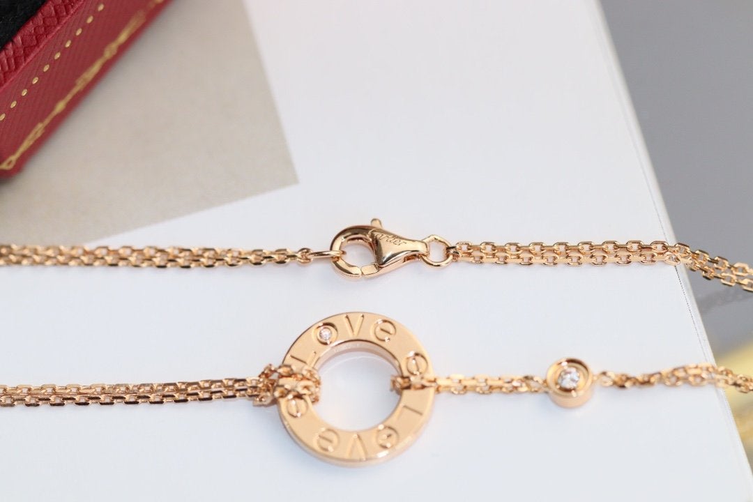 [Noble Jewelry]LOVE NECKLACE ADJUSTABLE ROSE GOLD 2 DIAMOND