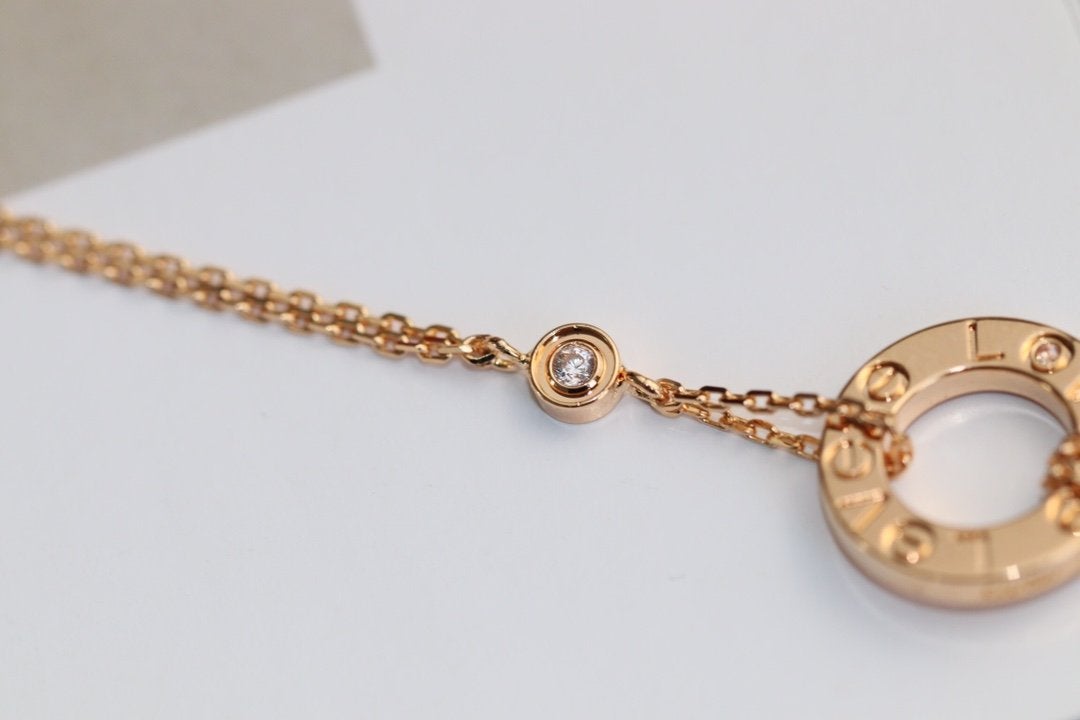 [Noble Jewelry]LOVE NECKLACE ADJUSTABLE ROSE GOLD 2 DIAMOND