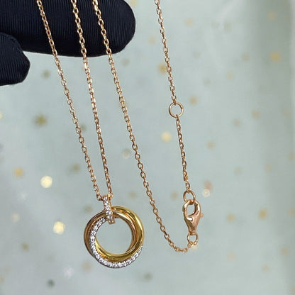 [Noble Jewelry]TRINITY NECKLACE SILVER GOLD PINK GOLD DIAMONDS