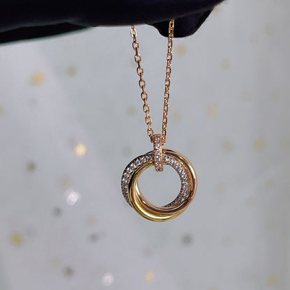 [Noble Jewelry]TRINITY NECKLACE SILVER GOLD PINK GOLD DIAMONDS