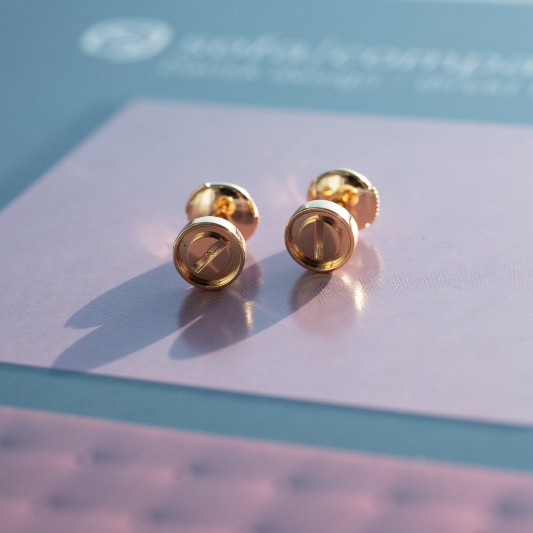 [Noble Jewelry]LOVE EARRINGS PINK GOLD 7.2MM