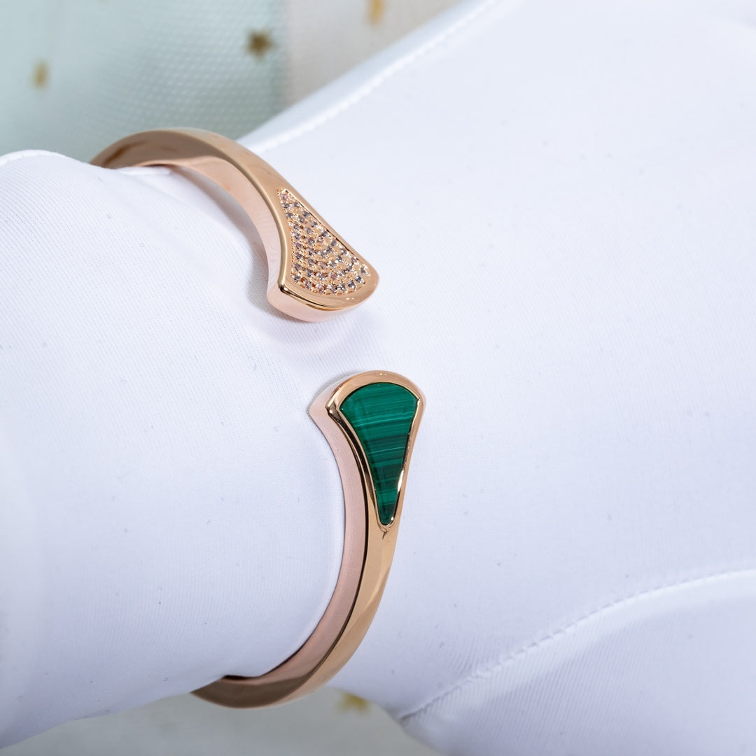 [Noble Jewelry]DREAM BRACELET OPEN MALACHITE PINK GOLD