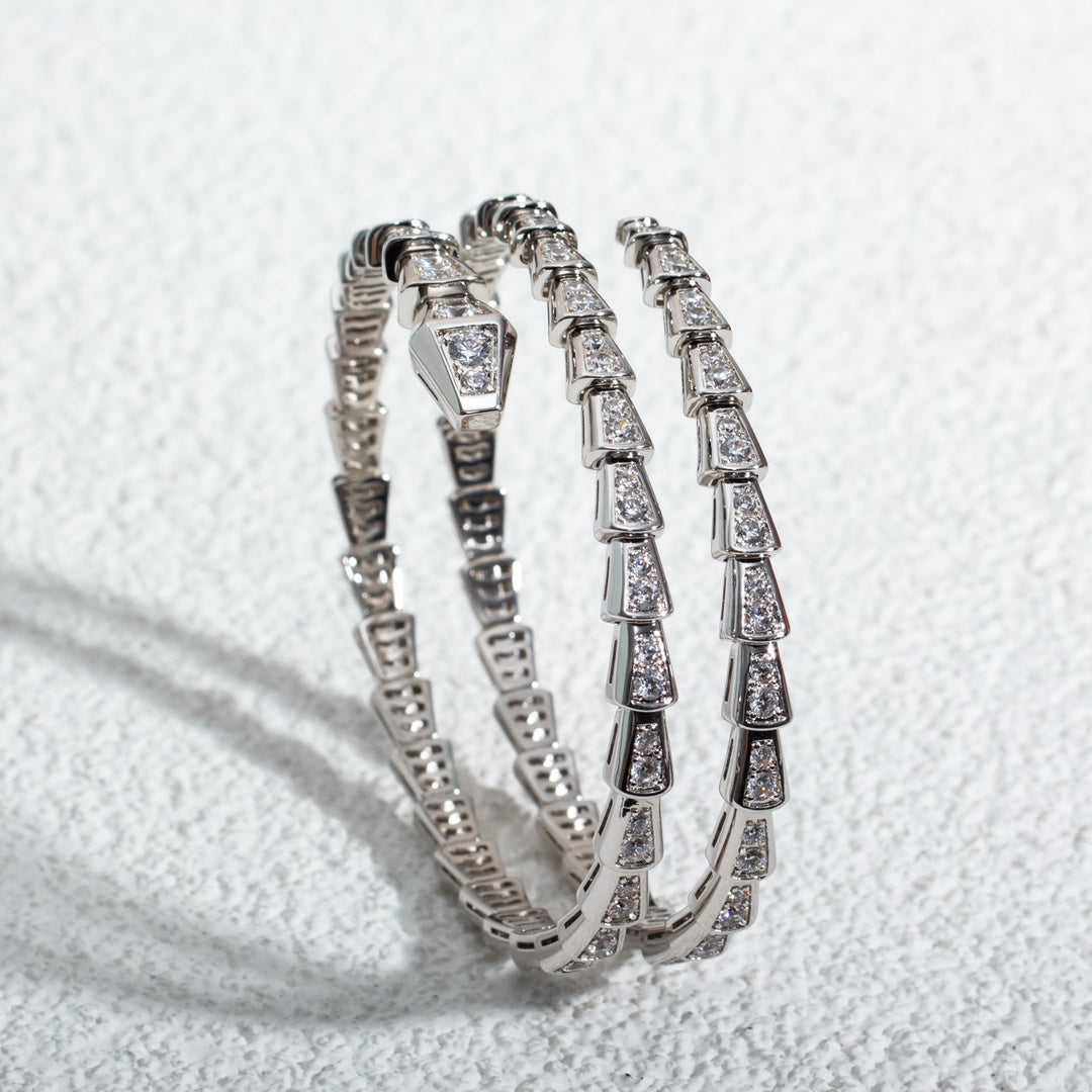 [Noble Jewelry]SERPENTI BRACELET SILVER DIAMOND DOUBLE ROW