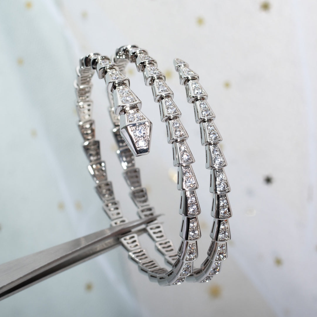 [Noble Jewelry]SERPENTI BRACELET SILVER DIAMOND DOUBLE ROW