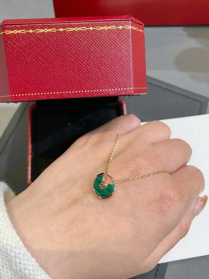 [Noble Jewelry]AMULETTE ROSE GOLD MALACHITE NECKLACE