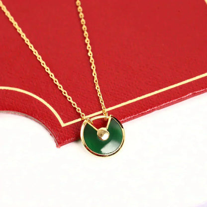 [Noble Jewelry]AMULETTE GOLD MALACHITE NECKLACE