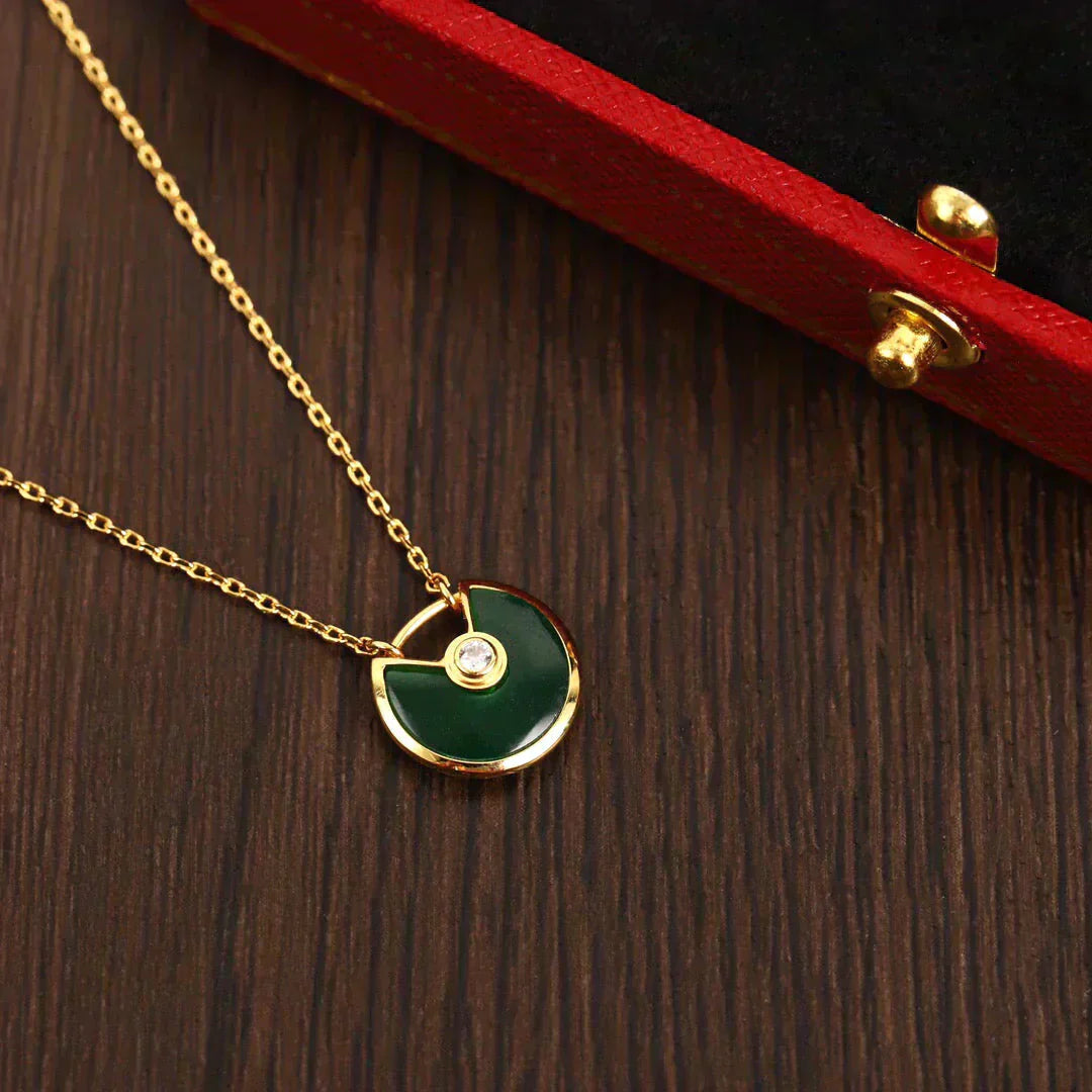 [Noble Jewelry]AMULETTE GOLD MALACHITE NECKLACE