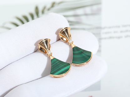 [Noble Jewelry]DREAM MALACHITE PINK GOLD EARRINGS