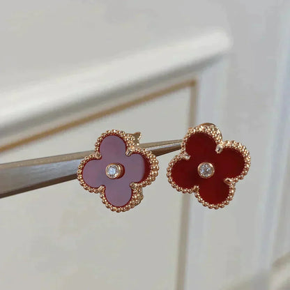 [Noble Jewelry]CLOVER MEDIUM 1 MOTIFS CARNELIAN  DIAMOND earrings