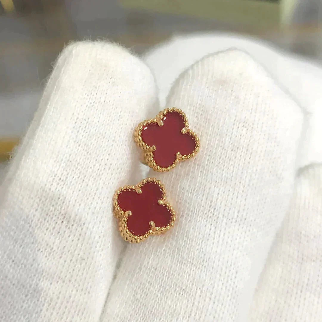 [Noble Jewelry]CLOVER MINI 9.5MM CARNELIAN EARRINGS