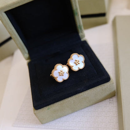 [Noble Jewelry]LUCKY PINK GOLD WHITE MOP EARRINGS