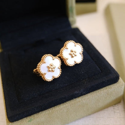 [Noble Jewelry]LUCKY PINK GOLD WHITE MOP EARRINGS