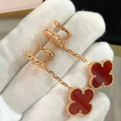 [Noble Jewelry]CLOVER 2 MOTIF  LASER CARNELIAN EARRINGS