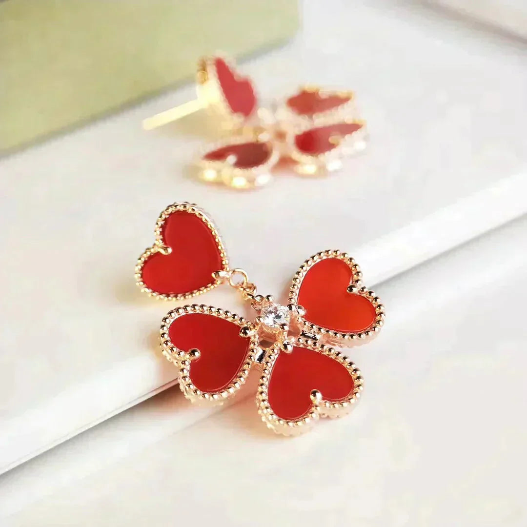 [Noble Jewelry]SWEET CLOVER CARNELIAN EARRINGS