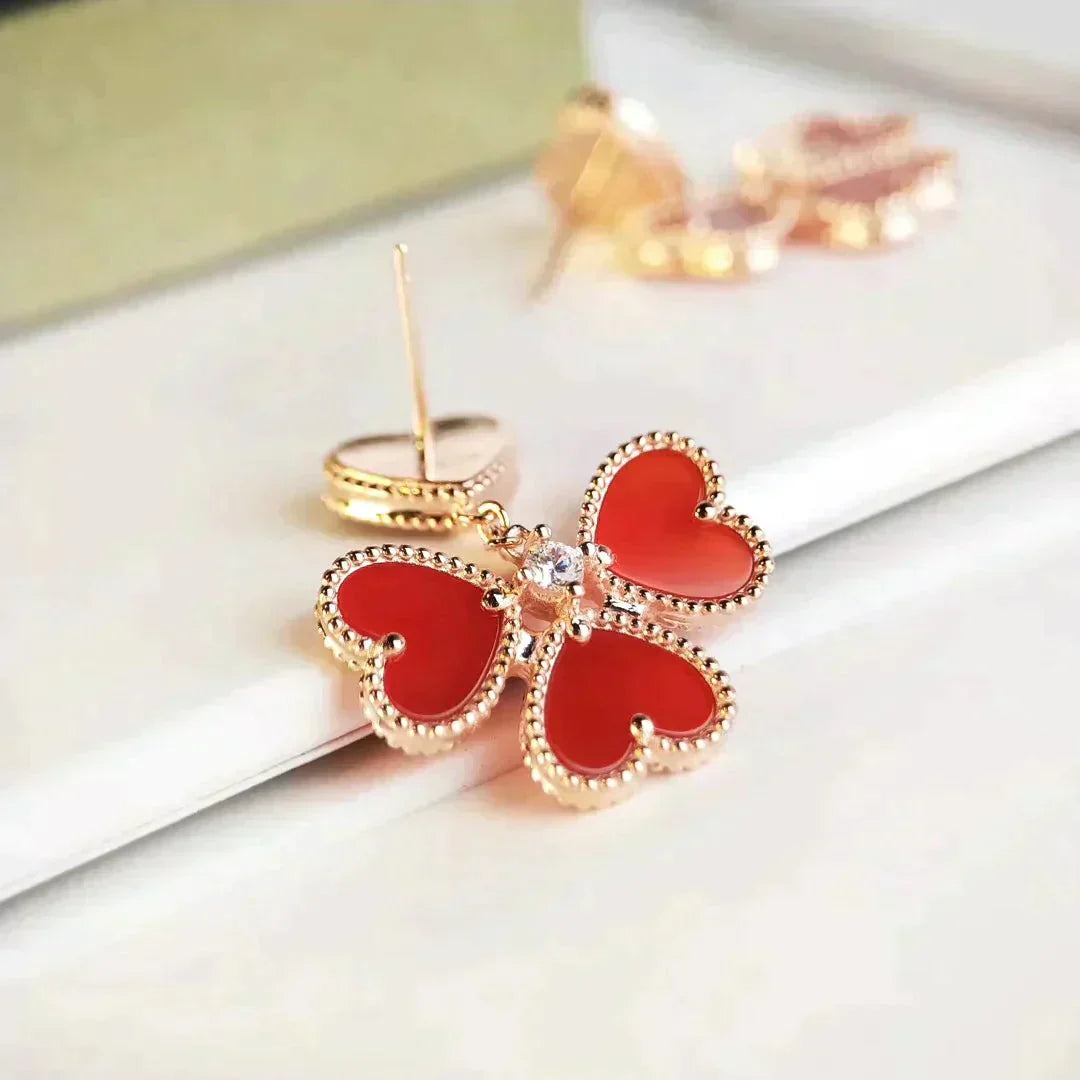 [Noble Jewelry]SWEET CLOVER CARNELIAN EARRINGS