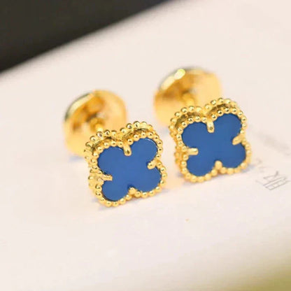 [Noble Jewelry]CLOVER MINI 9.5MM TURQUOISE EARRINGS