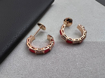 [Noble Jewelry]SERPENTI CARNELIAN PINK GOLD EARRINGS