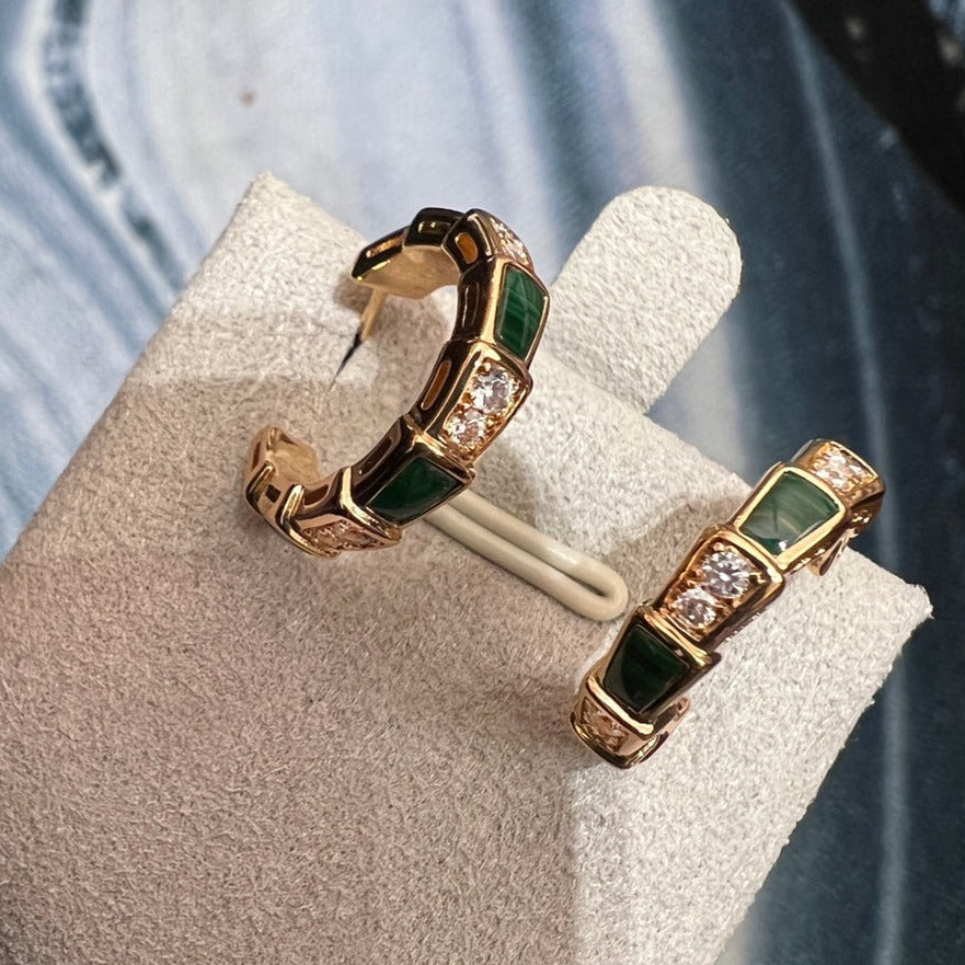 [Noble Jewelry]SERPENTI MALACHITE PINK GOLD EARRINGS