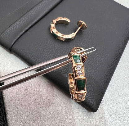 [Noble Jewelry]SERPENTI MALACHITE PINK GOLD EARRINGS