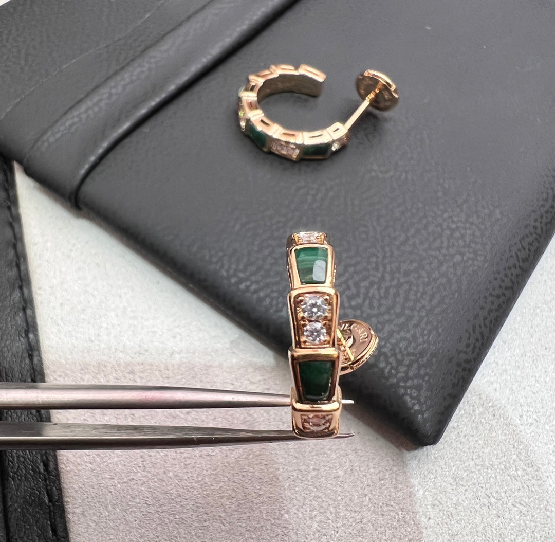 [Noble Jewelry]SERPENTI MALACHITE PINK GOLD EARRINGS