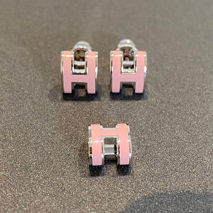 [Noble Jewelry]MINI POP H SILVER EARRINGS PINK