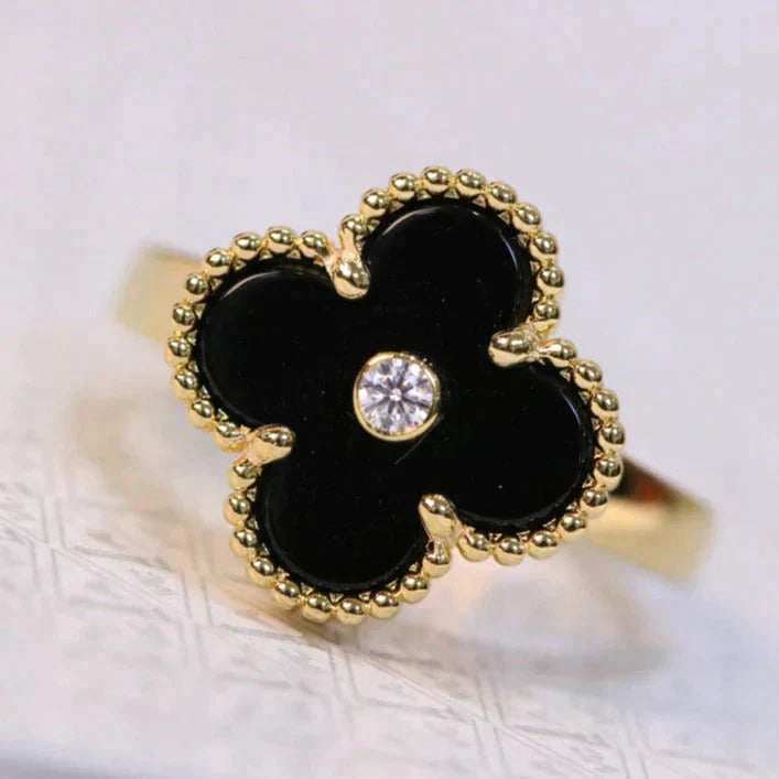 [Noble Jewelry]CLOVER ONYX RING GOLD DIAMOND