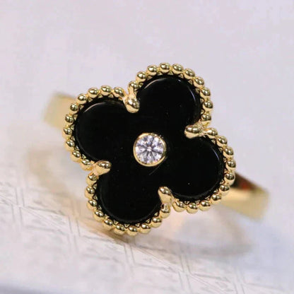 [Noble Jewelry]CLOVER ONYX RING GOLD DIAMOND