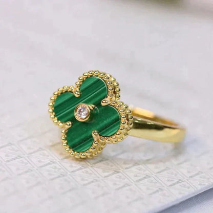 [Noble Jewelry]CLOVER MALACHITE RING GOLD DIAMOND