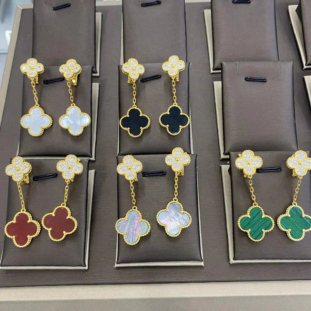 [Noble Jewelry]CLOVER  2 MOTIFS  DIAMOND  EARRINGS (MULTIPLE CHOICESç´