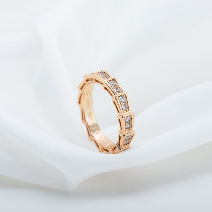 [Noble Jewelry]SERPENTI RING PINK GOLD DIAMOND PAVED 3MM