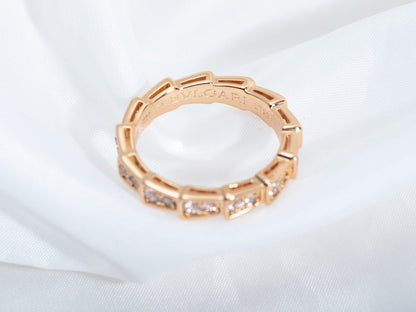 [Noble Jewelry]SERPENTI RING PINK GOLD DIAMOND PAVED 3MM