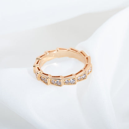 [Noble Jewelry]SERPENTI RING PINK GOLD DIAMOND PAVED 3MM