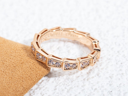 [Noble Jewelry]SERPENTI RING PINK GOLD DIAMOND PAVED 3MM