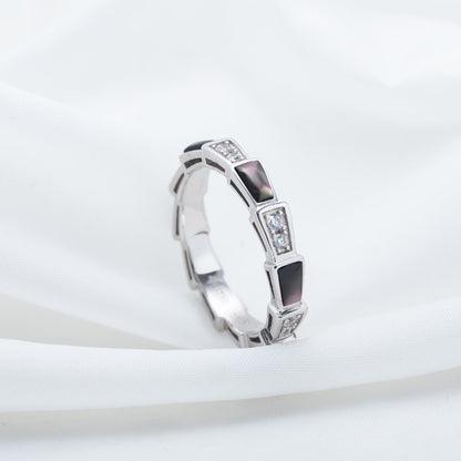 [Noble Jewelry]SERPENTI RING SILVER  DIAMOND BLACK MOP 3MM