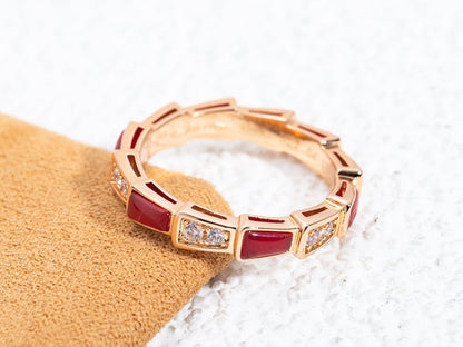 [Noble Jewelry]SERPENTI RING PINK GOLD CARNELIAN DIAMOND 3MM