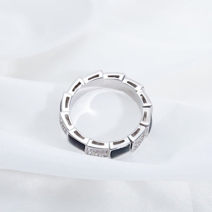 [Noble Jewelry]SERPENTI RING SILVER DIAMOND BLACK MOP 4MM