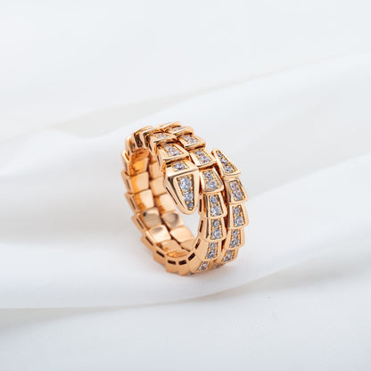 [Noble Jewelry]SERPENTI RING PINK GOLD DIAMOND DOUBLE ROW