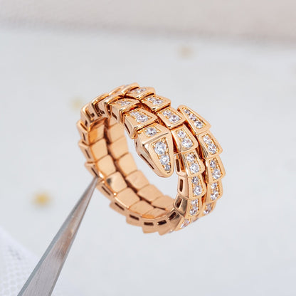 [Noble Jewelry]SERPENTI RING PINK GOLD DIAMOND DOUBLE ROW