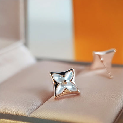 [Noble Jewelry]STAR MOP PINK GOLD EARRINGS