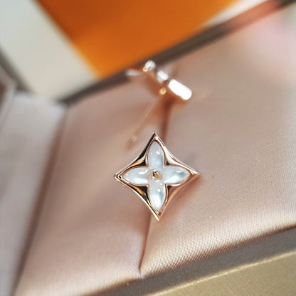 [Noble Jewelry]STAR MOP PINK GOLD EARRINGS