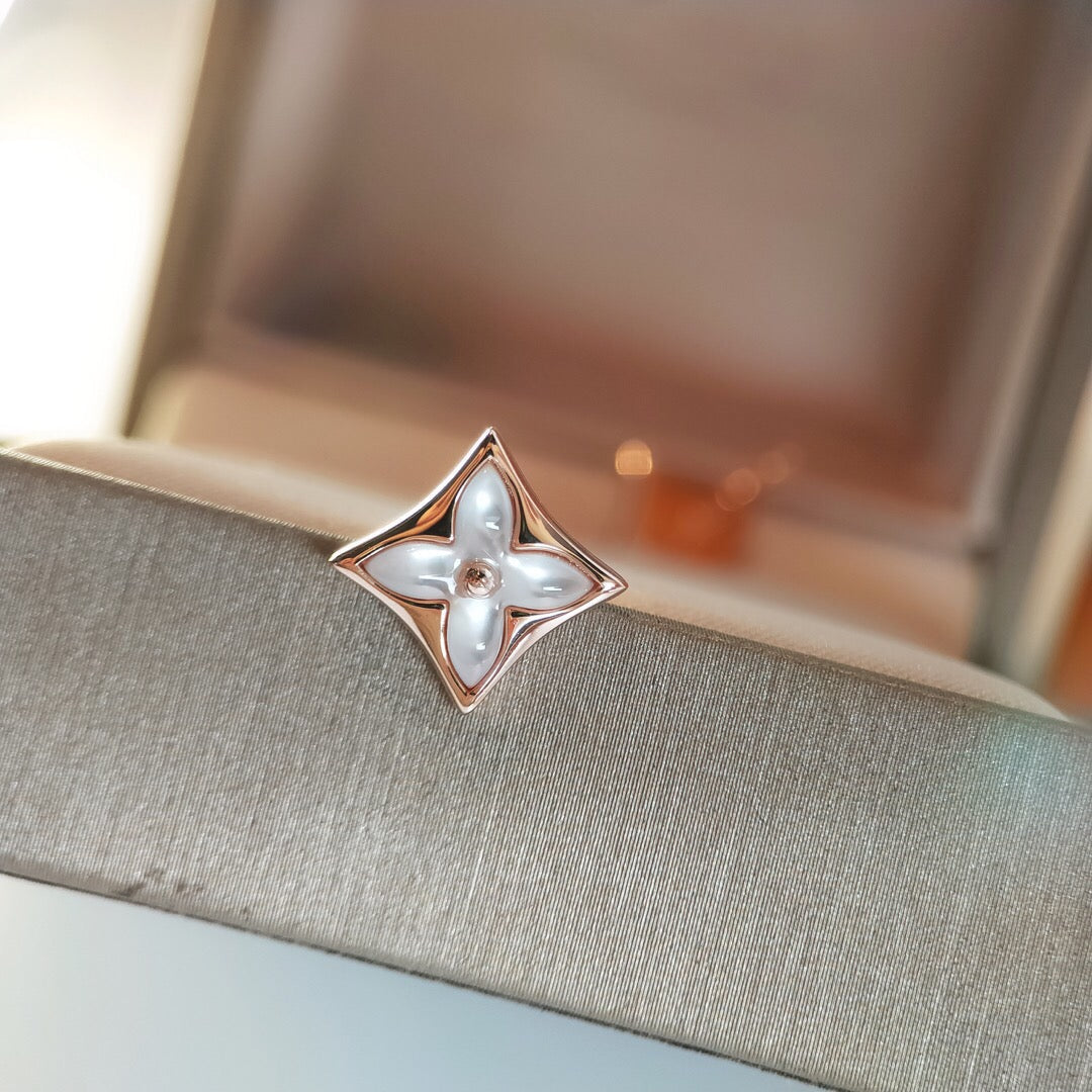 [Noble Jewelry]STAR MOP PINK GOLD EARRINGS