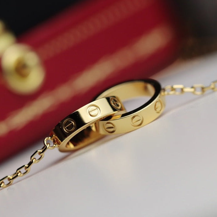 [Noble Jewelry]LOVE NECKLACE DOUBLE RING GOLD