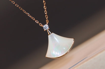 [Noble Jewelry]DREAM NECKLACE WHITE MOP PINK GOLD 1 DIAMOND