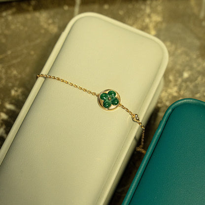 [Noble Jewelry]SUN MALACHITE 1 DIAMOND PINK GOLD BRACELET