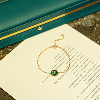 [Noble Jewelry]SUN MALACHITE 1 DIAMOND PINK GOLD BRACELET