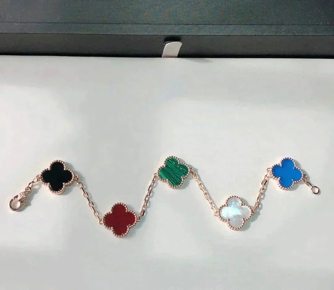 [Noble Jewelry]CLOVER 5 MOTIFS MULTICOLOR  BRACELET